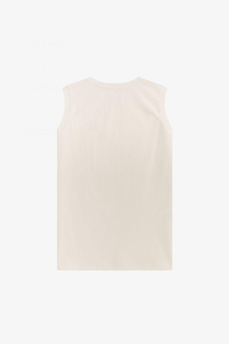 White Fred Perry Sleeveless Ringer Women's T Shirts | PH 2045FDNM